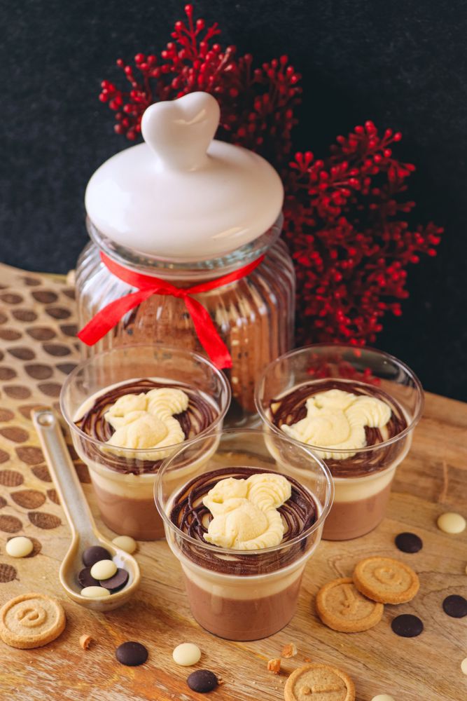Italian dessert panna cotta with chocolate topping