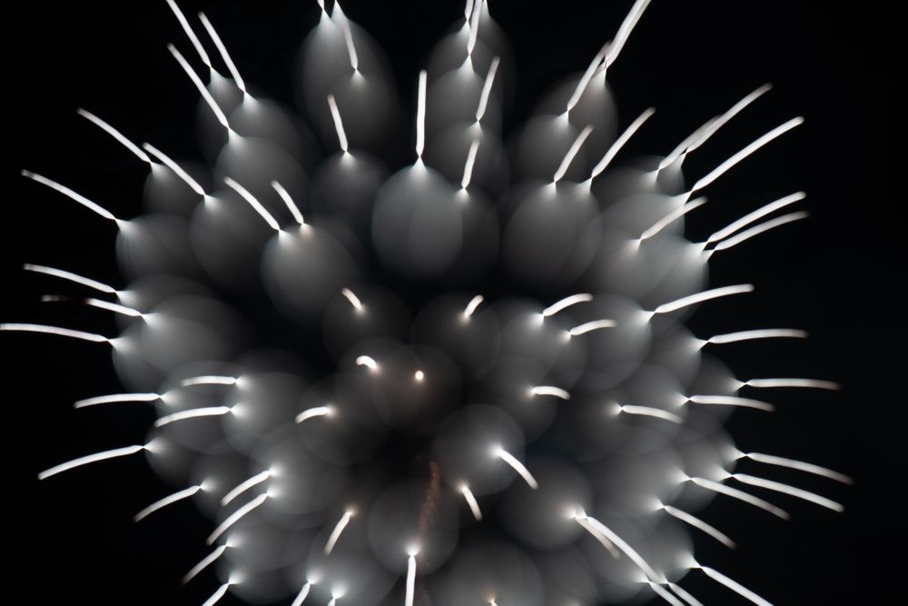 Bright fireworks on night sky