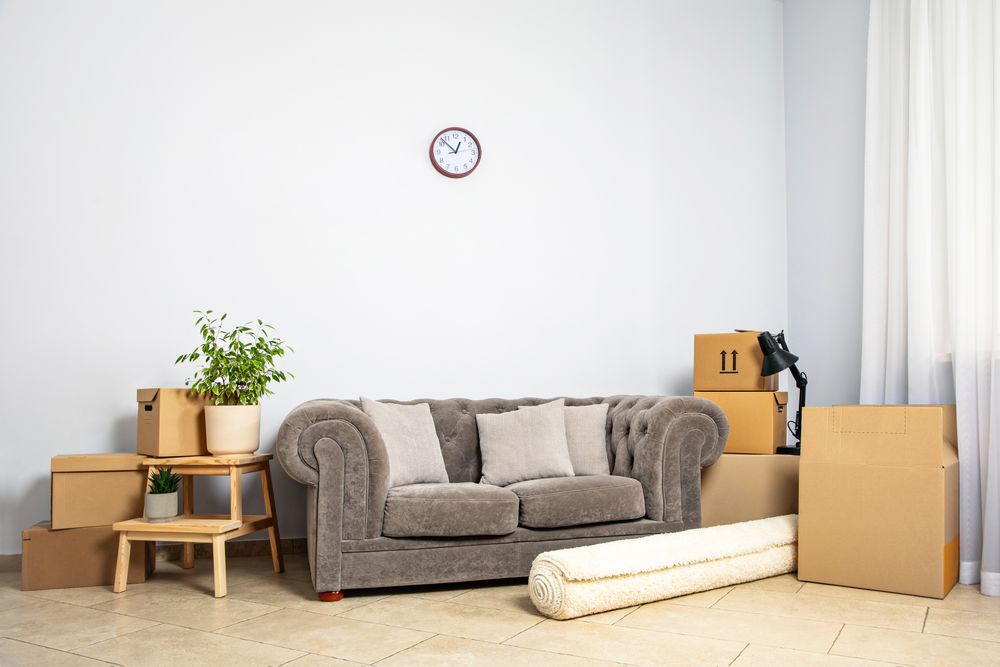 Concept of move in modern flat with boxes