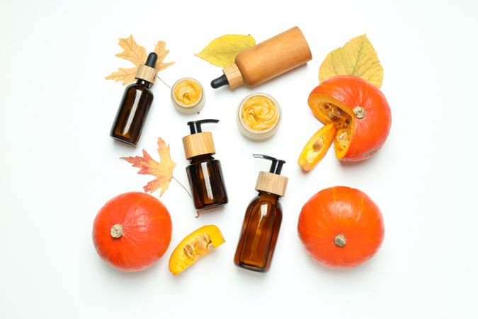Skincare and face care in fall season - pumpkin cosmetic