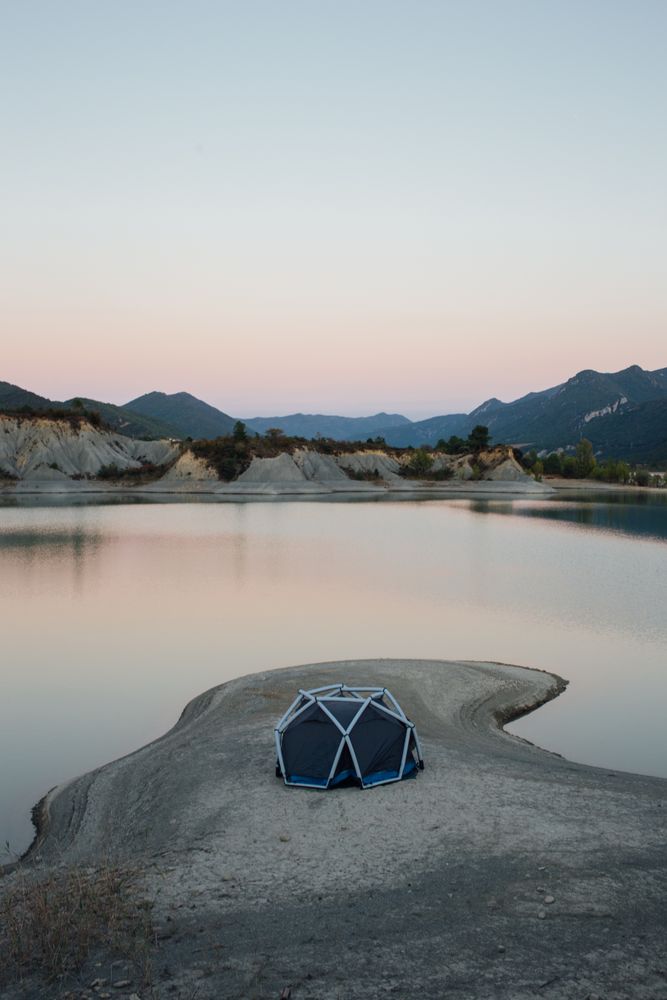 Tent set up in the middle of nature