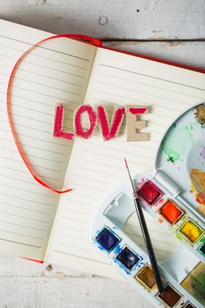 Love symbols hand painted in watercolor