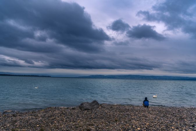 Bodensee lake on a rainy day