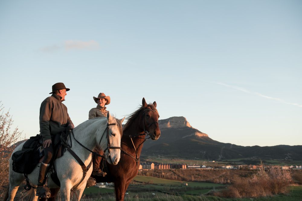 People riding horses
