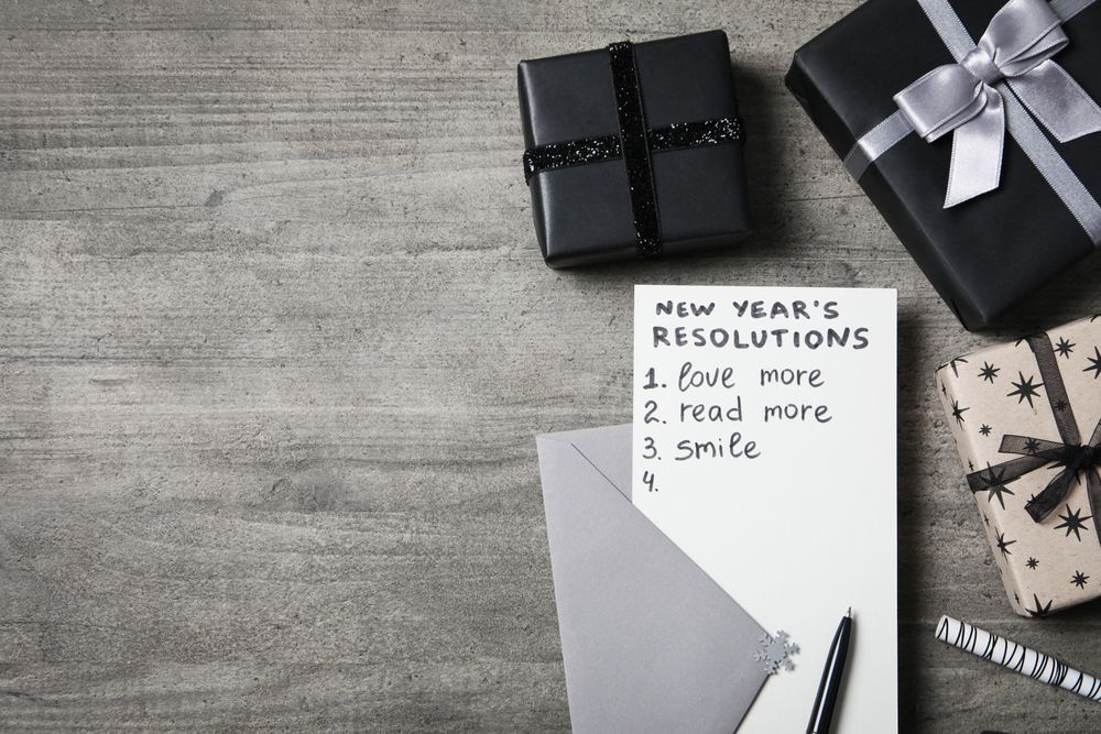 Concept of New Year Resolutions list, new year goals, space for text