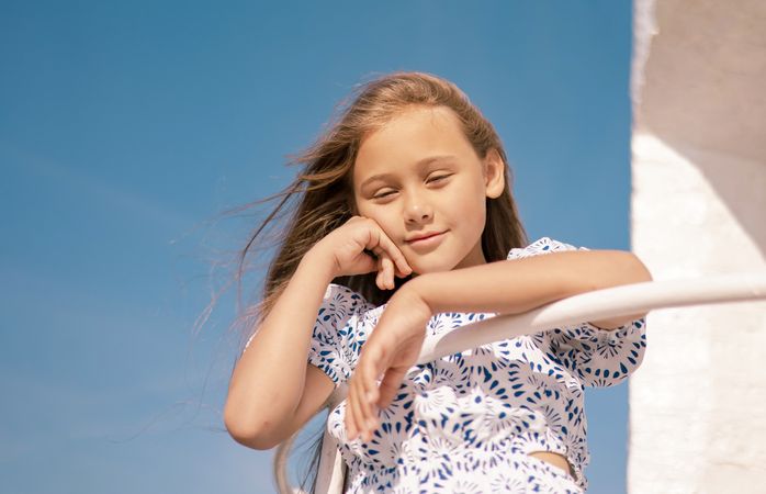 Young female child looking at camera