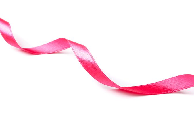 Pink ribbon isolated on blank background. Gift concept