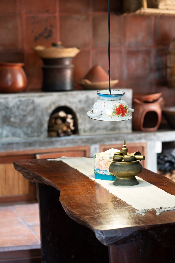 Table in room of old cottage