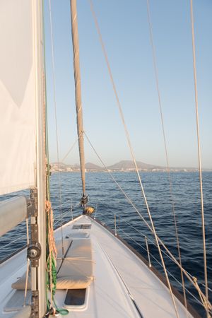 Edge of yacht on water