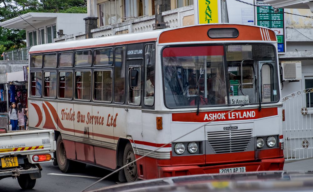 Red bus on the island of Mauritius