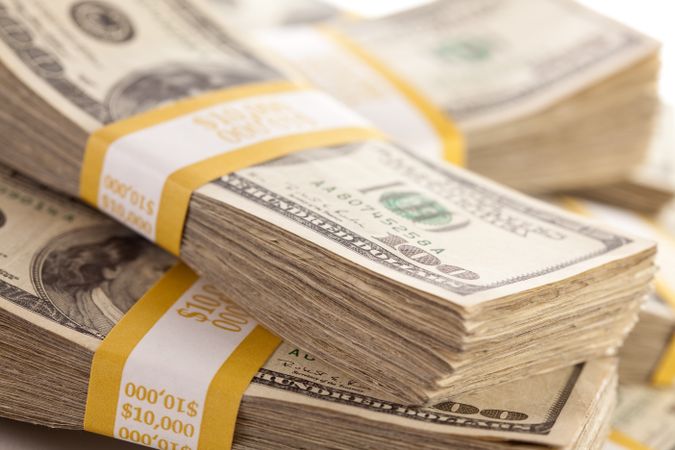 Stacks of One Hundred Dollar Bills