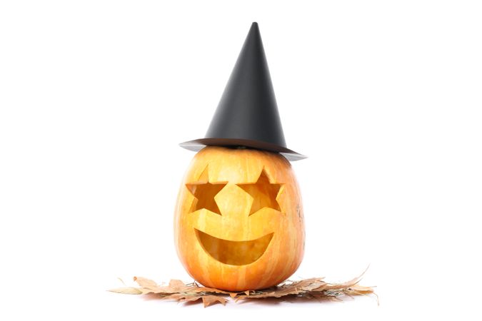 Halloween decorative pumpkin isolated on plain background
