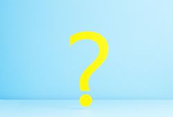 Yellow question mark on blue background