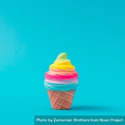 Colorful ice cream on bright blue background 0Jgrw5