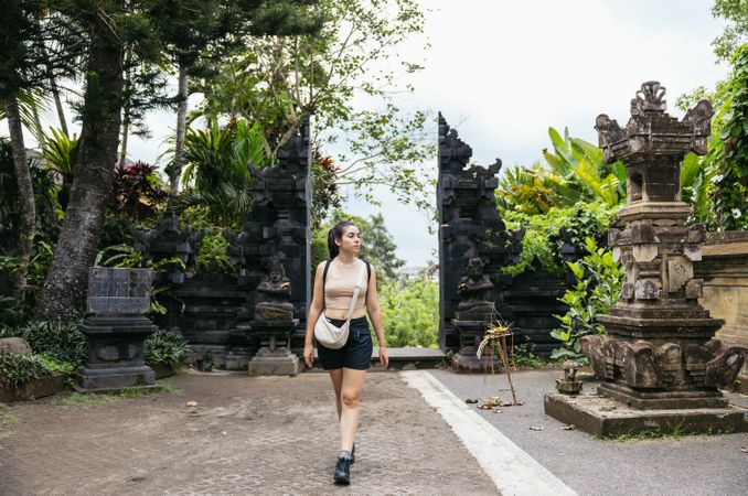 Woman at a Hindu gate in Bali