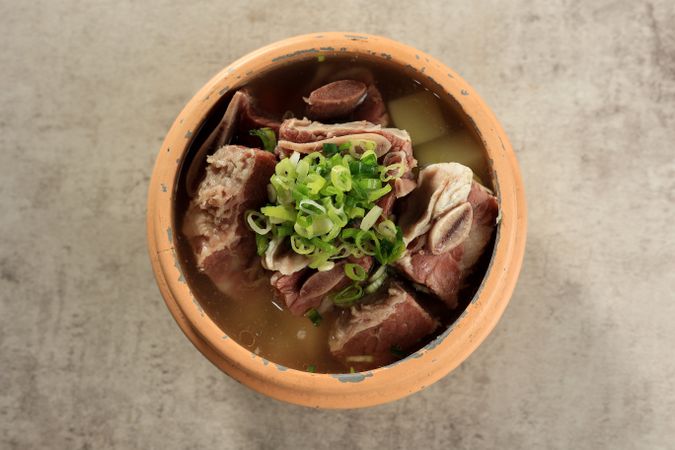 Galbitang, Korean Short Rib Soup with Green Onion Topping