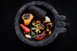 Grilled vegetables on tray