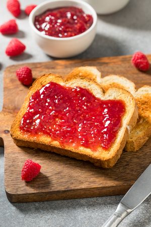 Sweet Homemade Raspberry Jam Jelly on Toast