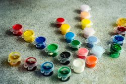 Paints on concrete background