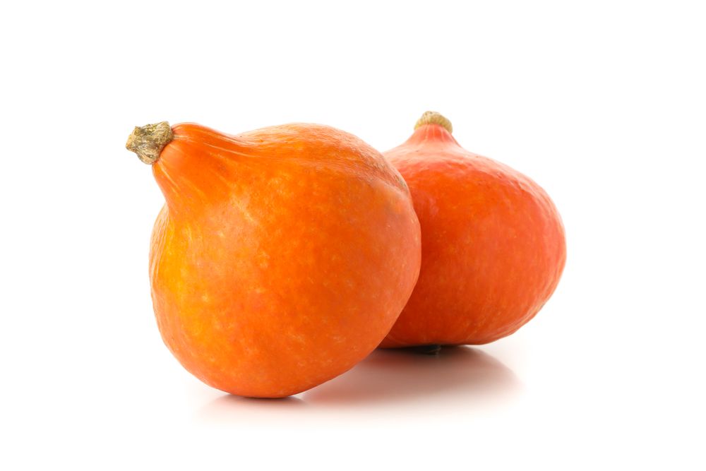 Two orange pumpkins isolated on blank background