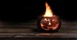 Halloween pumpkin in rage at night time