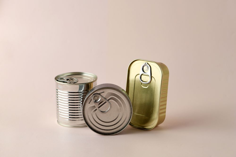 Three Shape Food Can on Pink Background