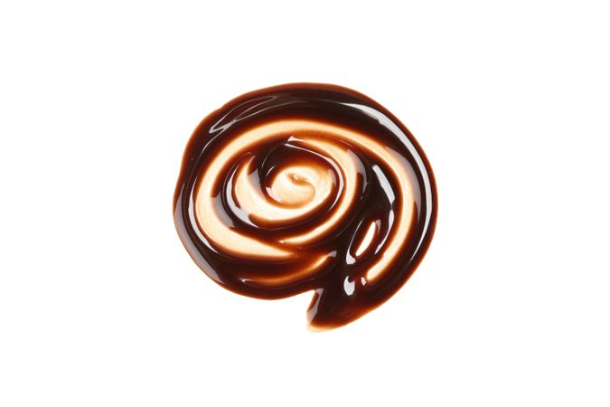Tasty melted chocolate isolated on blank background