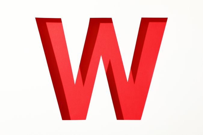 Color letter W on blank background, space for text