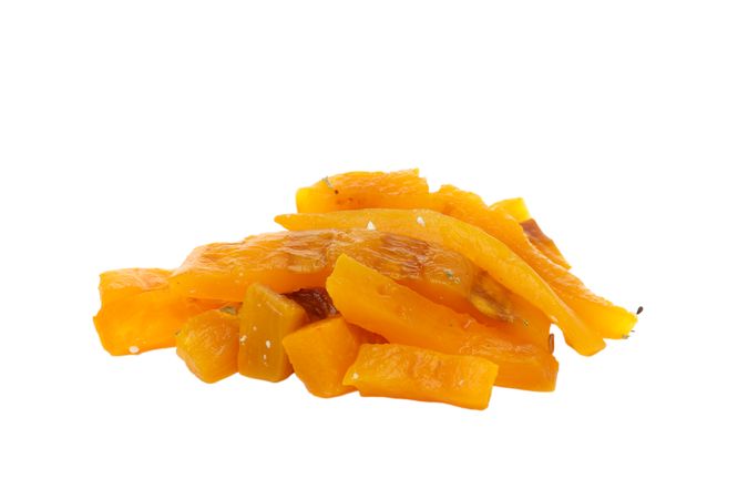 Baked pumpkin isolated on light background