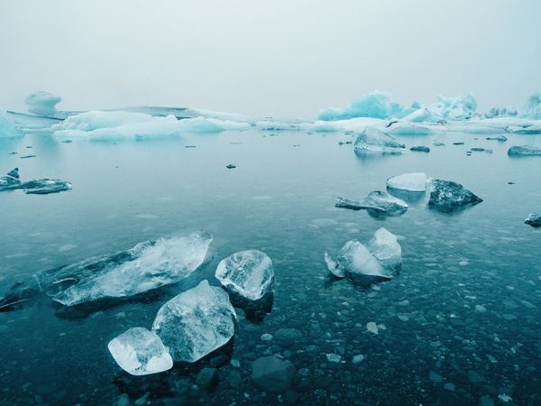 Ice and snow on water