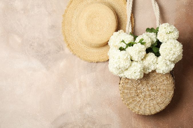 Composition with hydrangea flowers. Spring vibes. Female concept