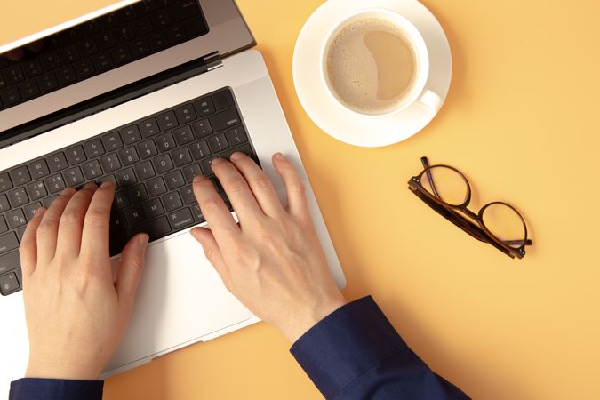 Flat Lay Workspace with Coffee