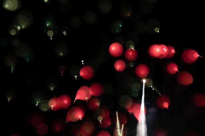 Bright fireworks on night sky