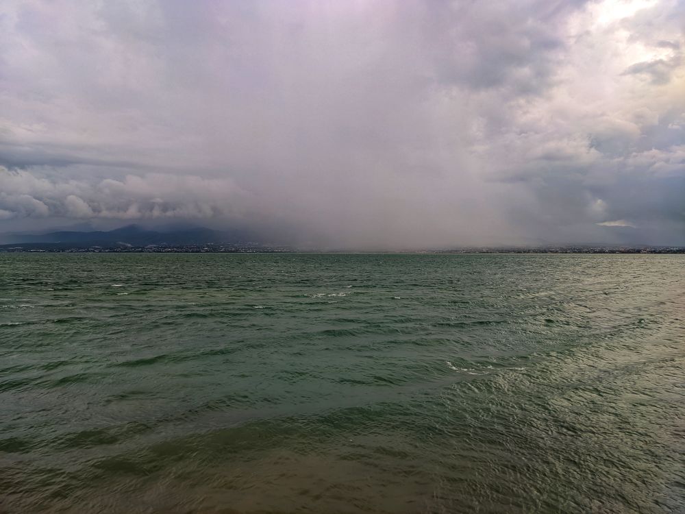 Beach with cloudy sky