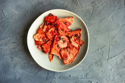Plate of dehydrated watermelon