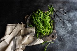 Healthy food concept with arugula leaves