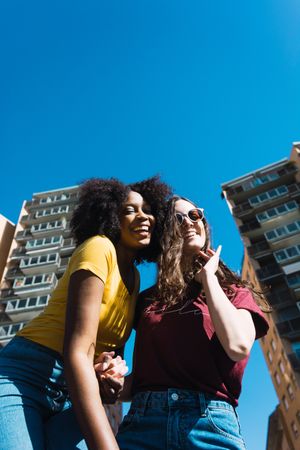 Bisexual woman and happy lesbian woman.
