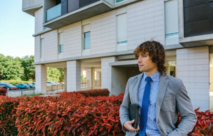 Businessman posing in the street