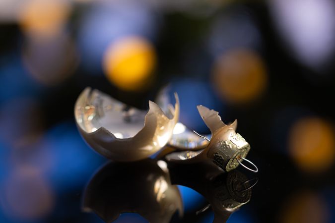 Broken Christmas Ornament On Tree