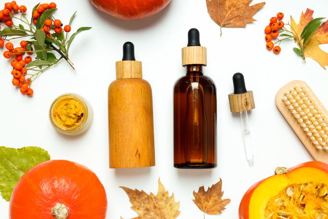 Skin care and face care concept - pumpkin cosmetic