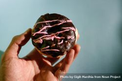Chocolate donut with pink icing 0P8MN0
