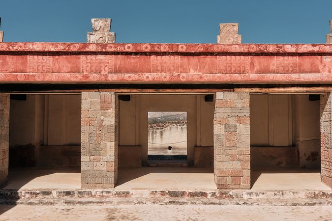 Carving on bricks at ancient pyramid site