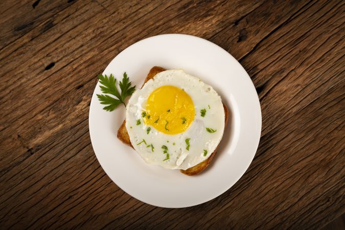 Breakfast with fried egg toast.