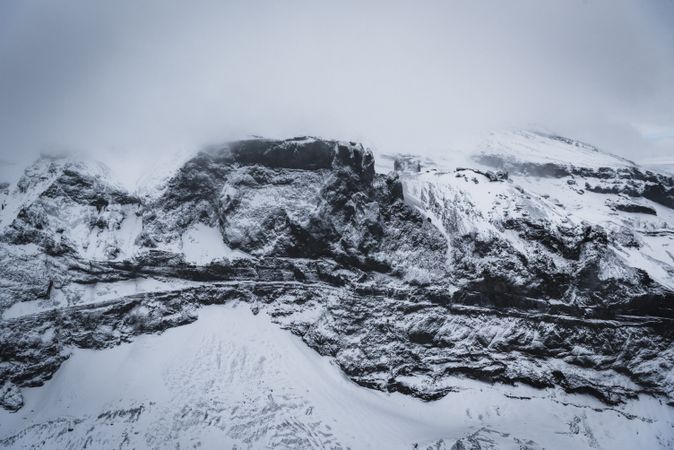 Isolated snow covered volcanic terrain in Iceland