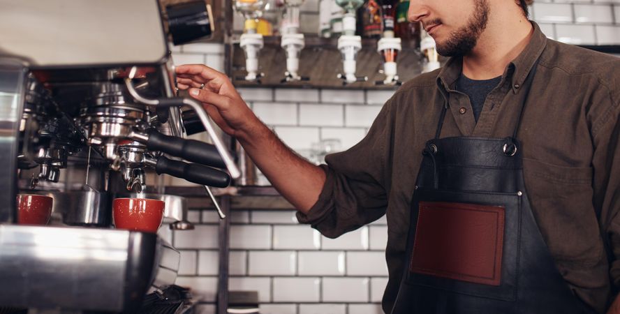 Cropped shot of male barista