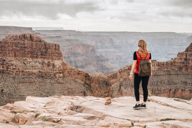 Calm female looking at pictorial landscape