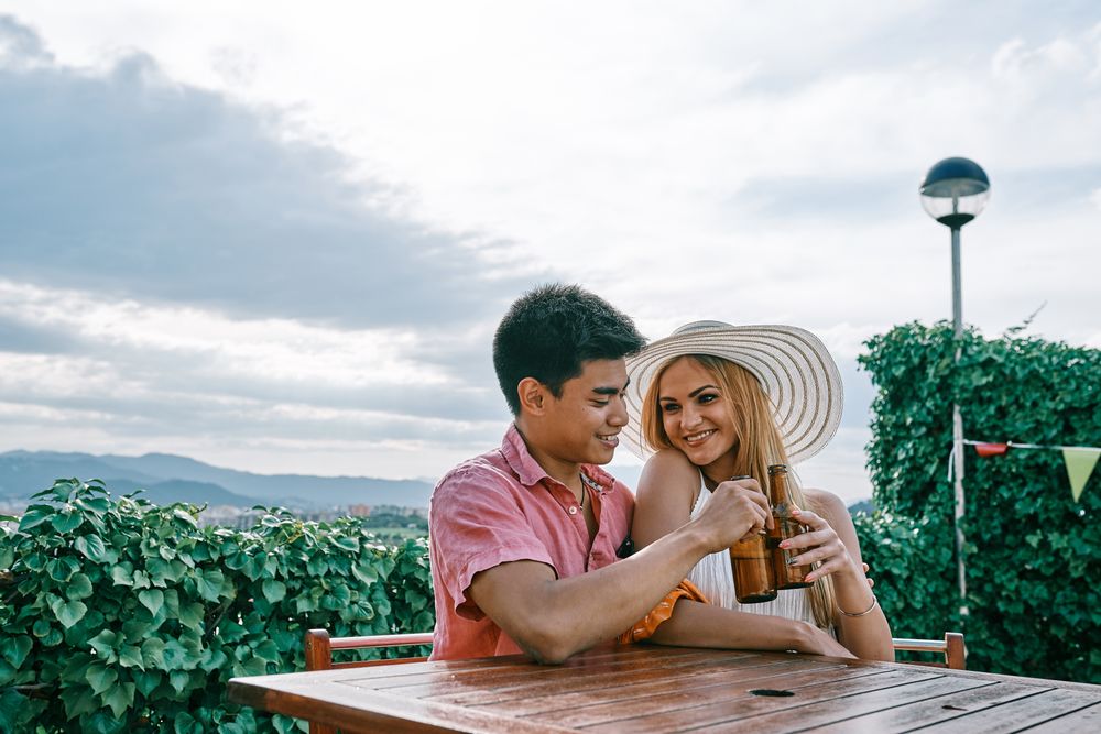 A woman and man in love