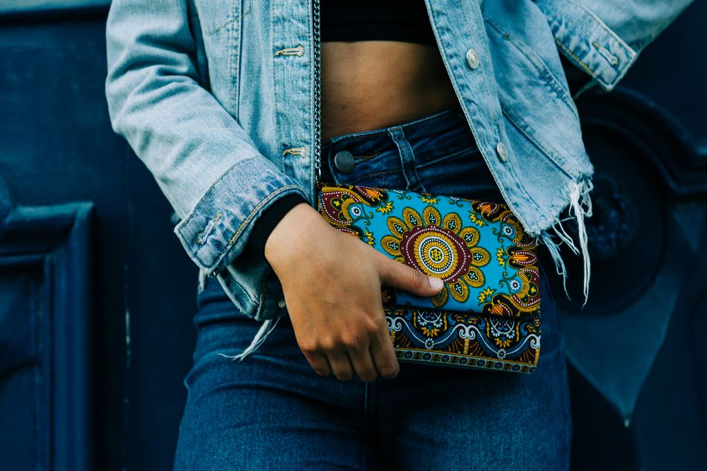 Stylish female with fashion bag