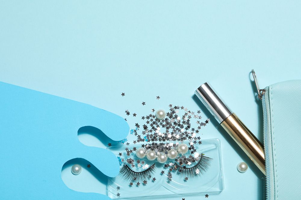 False eyelashes, concept of different makeup accessories