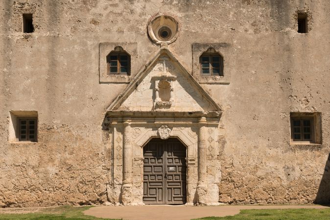 Doorway of Mission Nuestra Señora de la Purisima Concepción de Acuña, San Antonio, Texas